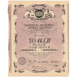 Papiernia Soczewka Sp. Akc. w Warszawie, Em.2, 50x 20 zł 1928