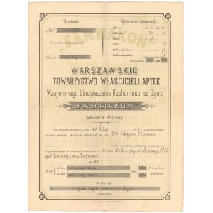 FARMAKON Warszawskie T-wo Właścicieli Aptek, Polisa 1914 (ruble)
