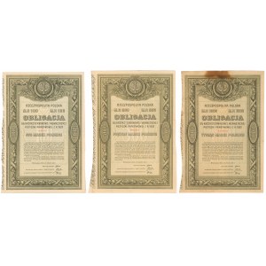5% Poż. Krótkoterminowa 1920, Obligacje 100-1.000 mkp (3szt)
