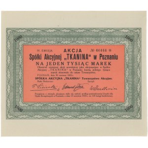 Tkanina Sp. Akc. w Poznaniu, Em.4, 1.000 mkp 1922
