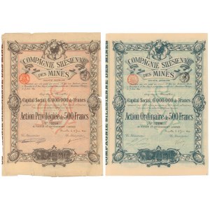 Compagnie Silesienne des Mines, 500 franków 1899 - różne typy (2szt)