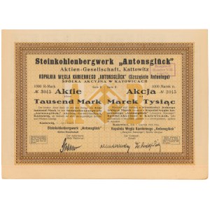 Kopalnia Węgla Kamiennego Szczęście Antoniego, Ser.B, 1.000 mkp 1923
