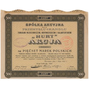 Hurt Towary Włókiennicze, Norymberskie i Galanteryjne, Em.3, 500 mkp 1921