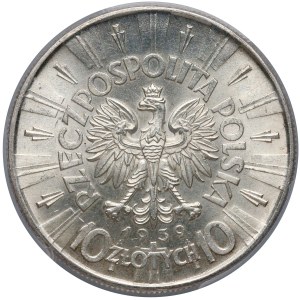 Piłsudski 10 złotych 1939 - PCGS MS64