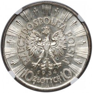 Piłsudski 10 złotych 1934 - urzędowy - NGC MS62