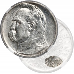 Piłsudski 2 złote 1936 - rzadki rocznik - NGC AU58