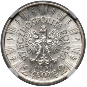 Piłsudski 2 złote 1936 - rzadki rocznik - NGC AU58