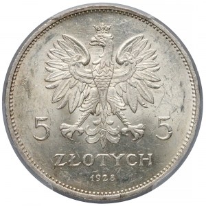 Nike 5 złotych 1928 bz, Bruksela - PCGS MS61