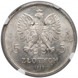 Nike 5 złotych 1928 zn, Warszawa - NGC MS61