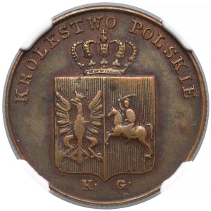 Powstanie Listopadowe, 3 grosze 1831 KG - łapy zgięte - RZADKOŚĆ - NGC AU53 BN