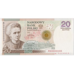 WZÓR 20 złotych 2011 - MS 000000 - M. Skłodowska-Curie