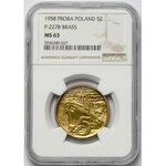 Próba MOSIĄDZ 5 złotych 1958 Waryński (1 z 5 szt) - NGC MS63