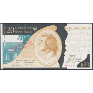 WZÓR 20 złotych 2009 - FC 0000000 - Fryderyk Chopin