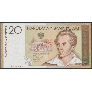 WZÓR 20 złotych 2009 - JS 0000000 - Juliusz Słowacki 