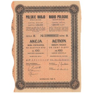 Polskie Radio Spółka Akcyjna, 100 zł 1926