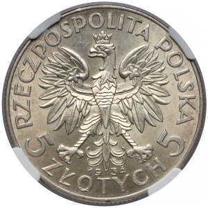 Głowa Kobiety 5 złotych 1934 - NGC MS62