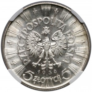 Piłsudski 5 złotych 1936 - piękne - NGC MS65