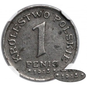 Królestwo Polskie, 1 fenig 1918 - jak 1917 - NGC AU