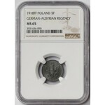 Królestwo Polskie, 5 fenigów 1918 - NGC MS65 (Max NGC)