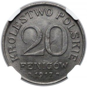 Królestwo Polskie, 20 fenigów 1917 - NGC MS63 (MAX)