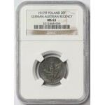 Królestwo Polskie, 20 fenigów 1917 - NGC MS63 (MAX)