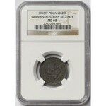 Królestwo Polskie, 20 fenigów 1918 - NGC MS62