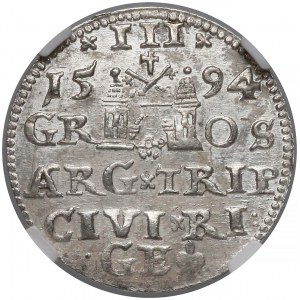 Zygmunt III Waza, Trojak Ryga 1594 - NGC MS62