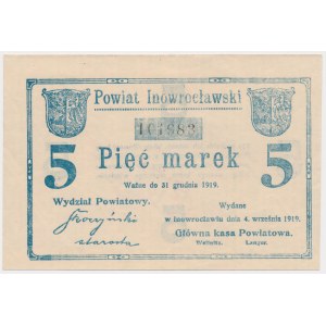 Inowrocław, 5 marek 1919 - stempel EINGELÖST na rewersie