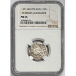 Aleksander Jagiellończyk, Półgrosz Wilno - gotyk - NGC AU58