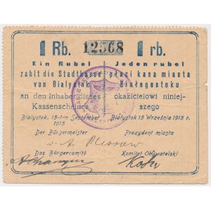 Białystok, 1 rubel 1915 - stempel KASSE DER...