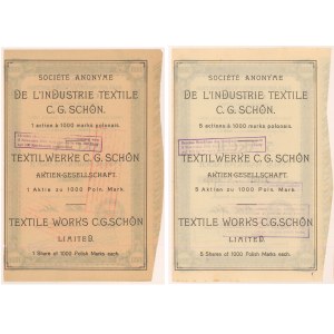 Zakłady Przemysłu Włókienniczego C. G. Schön, 1.000 i 5x 1.000 mkp 1920 r. (2szt)