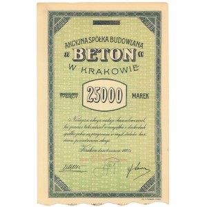 Beton Akc. Sp. Budowlana w Krakowie, 25.000 mkp 06.1921