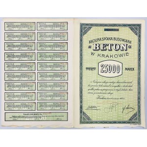 Beton Akc. Sp. Budowlana w Krakowie, 25.000 mkp 06.1921