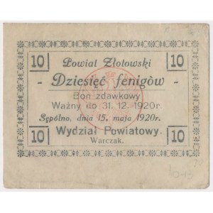 Sępólno, 10 fenigów 1920 z błędem - kreska w drugą stronę