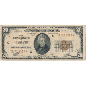 USA, 20 dollars 1928, National Currency, Philadelphia, C