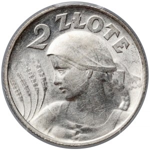 Kobieta i kłosy 2 złote 1924 - literka H - PCGS AU58