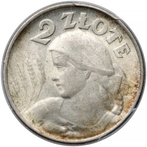 Kobieta i kłosy 2 złote 1924 - odwrotka - PCGS AU58