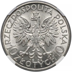 Głowa Kobiety 10 złotych 1932 bz, Londyn - NGC MS63