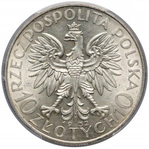 Głowa Kobiety 10 złotych 1932 zn, Warszawa - PCGS MS62