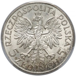 Głowa kobiety 5 złotych 1933 - PCGS MS62