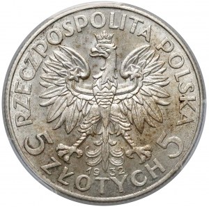 Głowa Kobiety 5 złotych 1932 bz, Londyn - PCGS MS62