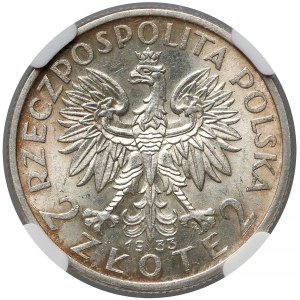 Głowa Kobiety 2 złote 1933 - NGC MS63