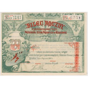 Kraków, Bilet Towarzystwa Przyjaciół Sztuk Pięknych 1891