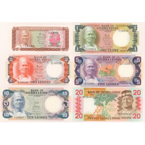 Sierra Leone, Zestaw od 50 cents do 20 leones 1980-1985 (6)