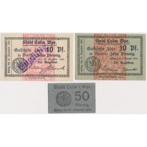 Culm (Chełmno), 2x 10 pfg i 50 pfg 1916-1921 (3szt)