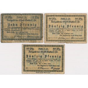 Bialla (Biała Piska), 10 i 2x 50 pfg 1919-1920 (3szt)