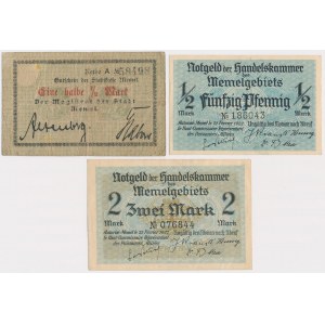 Memel (Kłajpeda), 2x 1/2 mk i 20 mk 1922 (3szt)