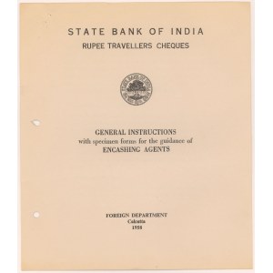 India, Calcuta, Specimen of Travellers Cheques, 2 pcs