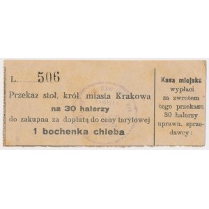 Kraków, Bon 30 halerzy na zakup 1 bochenka chleba