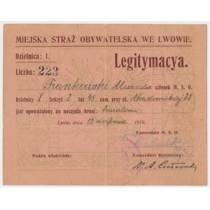 Lwów, Miejska Straż Obywatelska, Legitymacja 1919